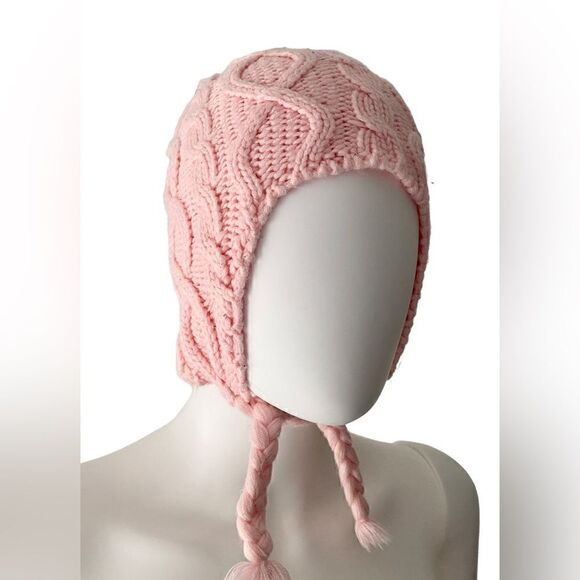 Girl’s Acrylic Knit Winter Hat with chin ties - Picture 2 of 9